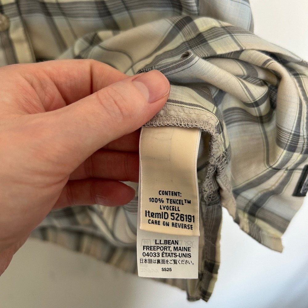 L.L. Bean Button Up Shirt Blue XL Plaid Tencel Lyocell Short Sleeve 526191 - Picture 4 of 6